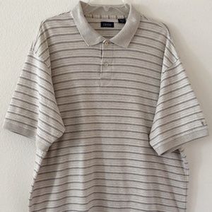 Izod Men's Polo Shirt Size XL Beige Striped Cotton